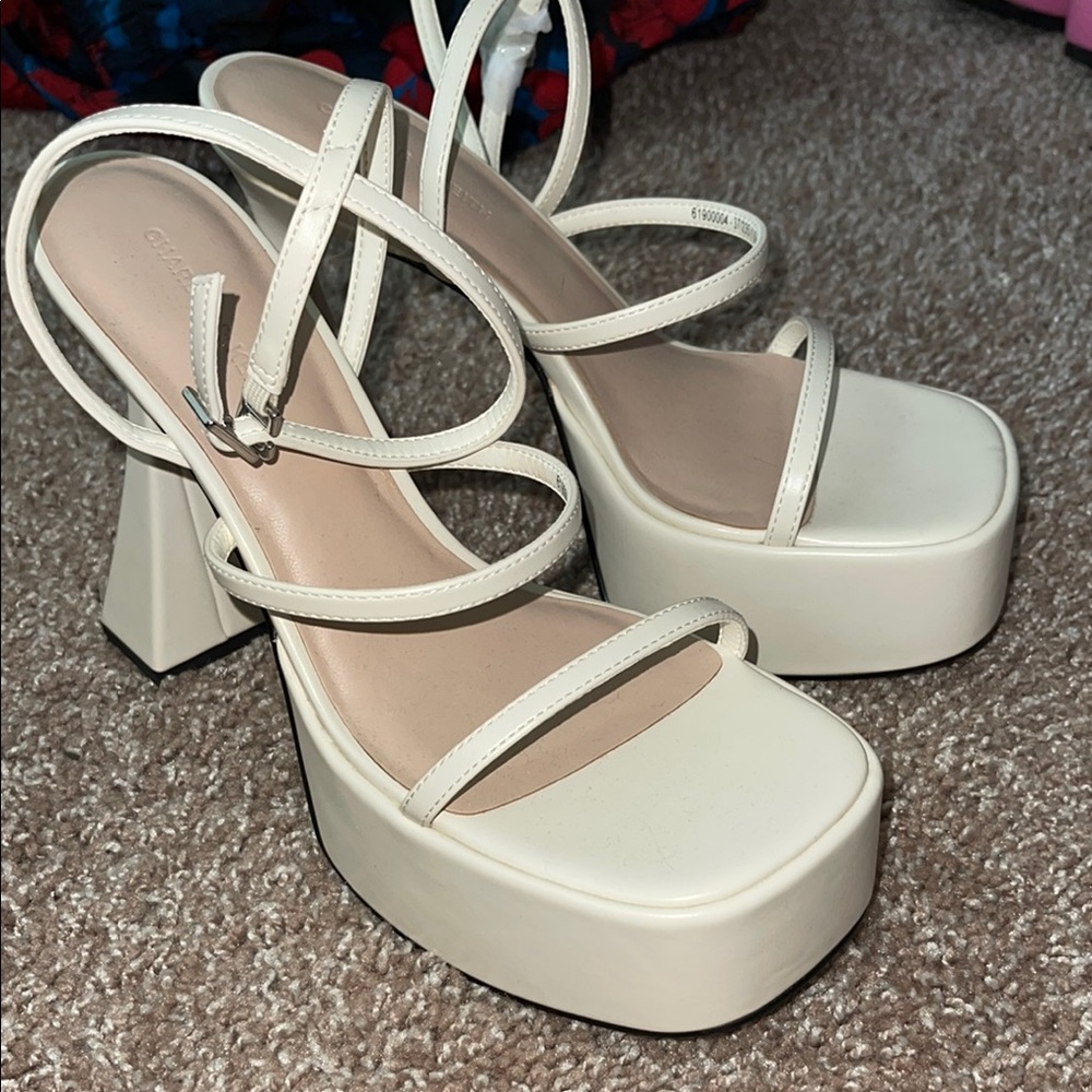 Brand new Charles & Keith Chic Cream Platform Heels